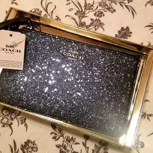 Coach Blue Glitter Wristlet